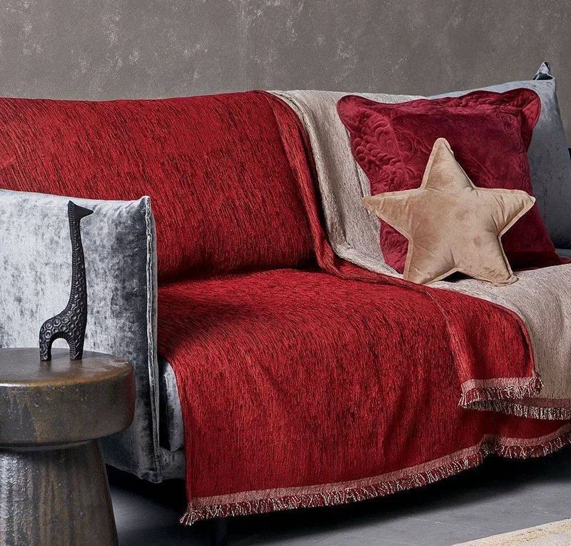 ΡΙΧΤΑΡΙ ΤΡΙΘΕΣΙΟ PALAMAIKI HOME DOUBLE-FACED SICILIA BORDEAUX-BEIGE 180X300CM