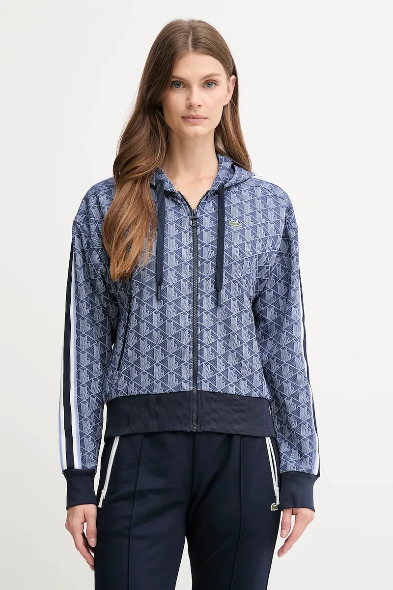 Lacoste μπλούζα με κουκούλα και κουμπιά γυναικεία με βαμβάκι