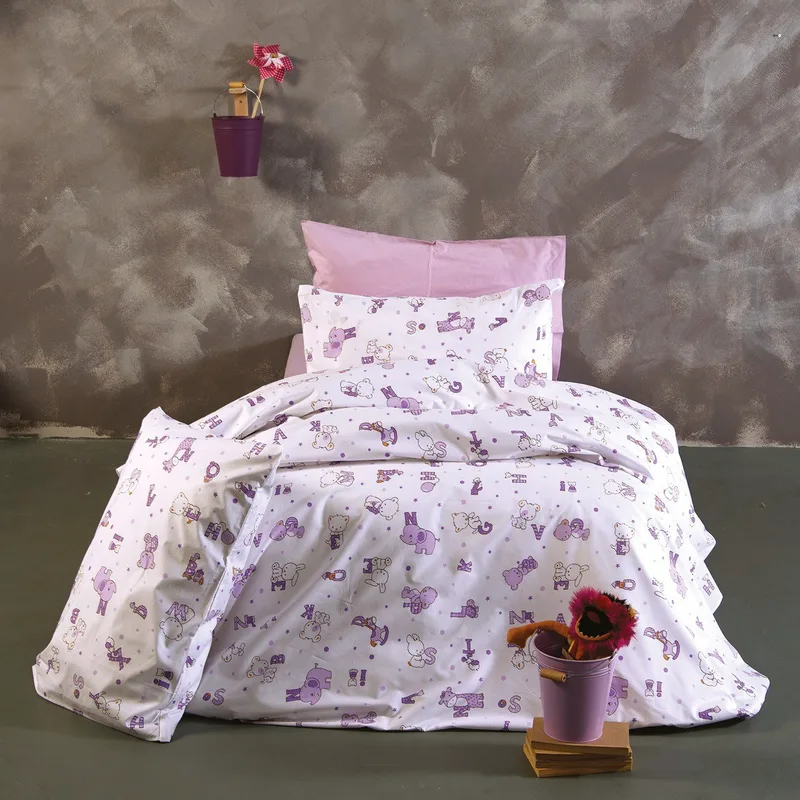 Σετ Σεντόνια Κούνιας 3 Τεμαχίων Sb Home Alphabet Lilac 120x160