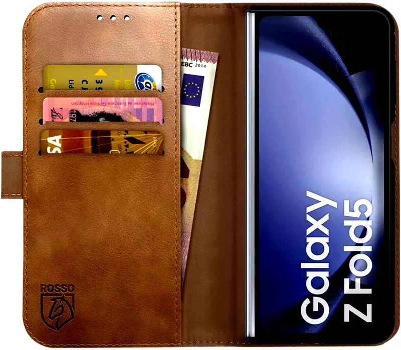 Κόκκινο Deluxe Δερμάτινη Θήκη Πορτοφόλι Samsung Galaxy Z Fold5 - Brown (8719246418785)