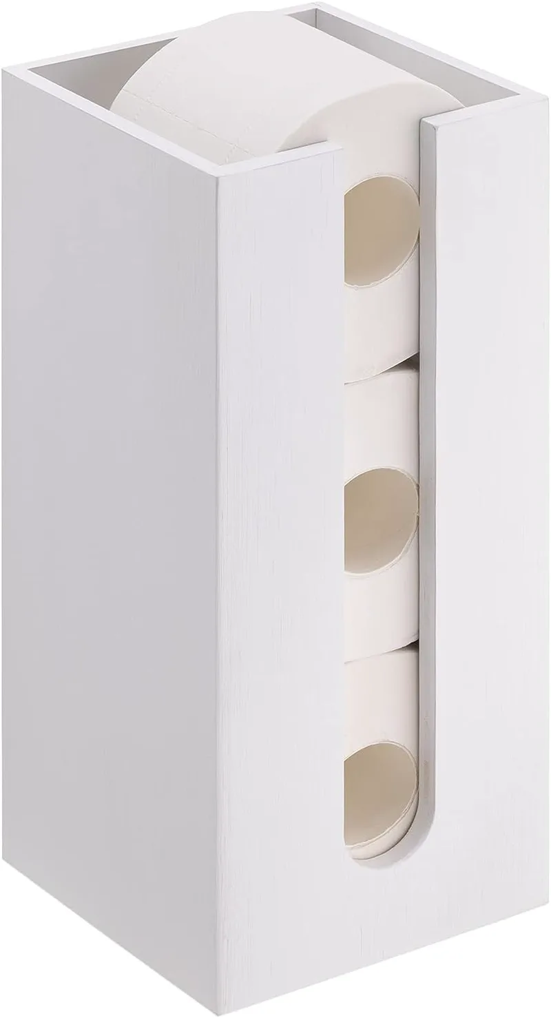 Navaris Bamboo Toilet Paper Roll Holder - Χαρτοθήκη Δαπέδου από Μπαμπού - 15 x 15 x 33 cm - White (54643.01.02)