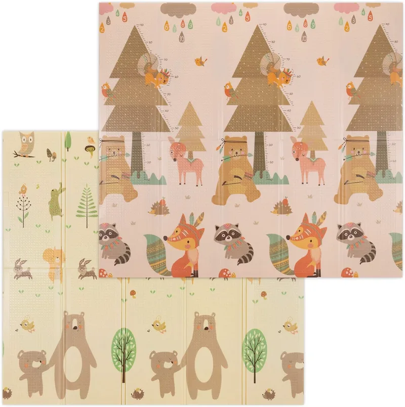 Navaris Baby Play Mat - Αδιάβροχο και Αντιολισθητικό Παιδικό / Βρεφικό Χαλάκι Δύο Όψεων για Δραστηριότητες / Παιχνίδι από Αφρό XPE - 200 x 180 x 1 cm - Wild Animals / Forest (55293.03)