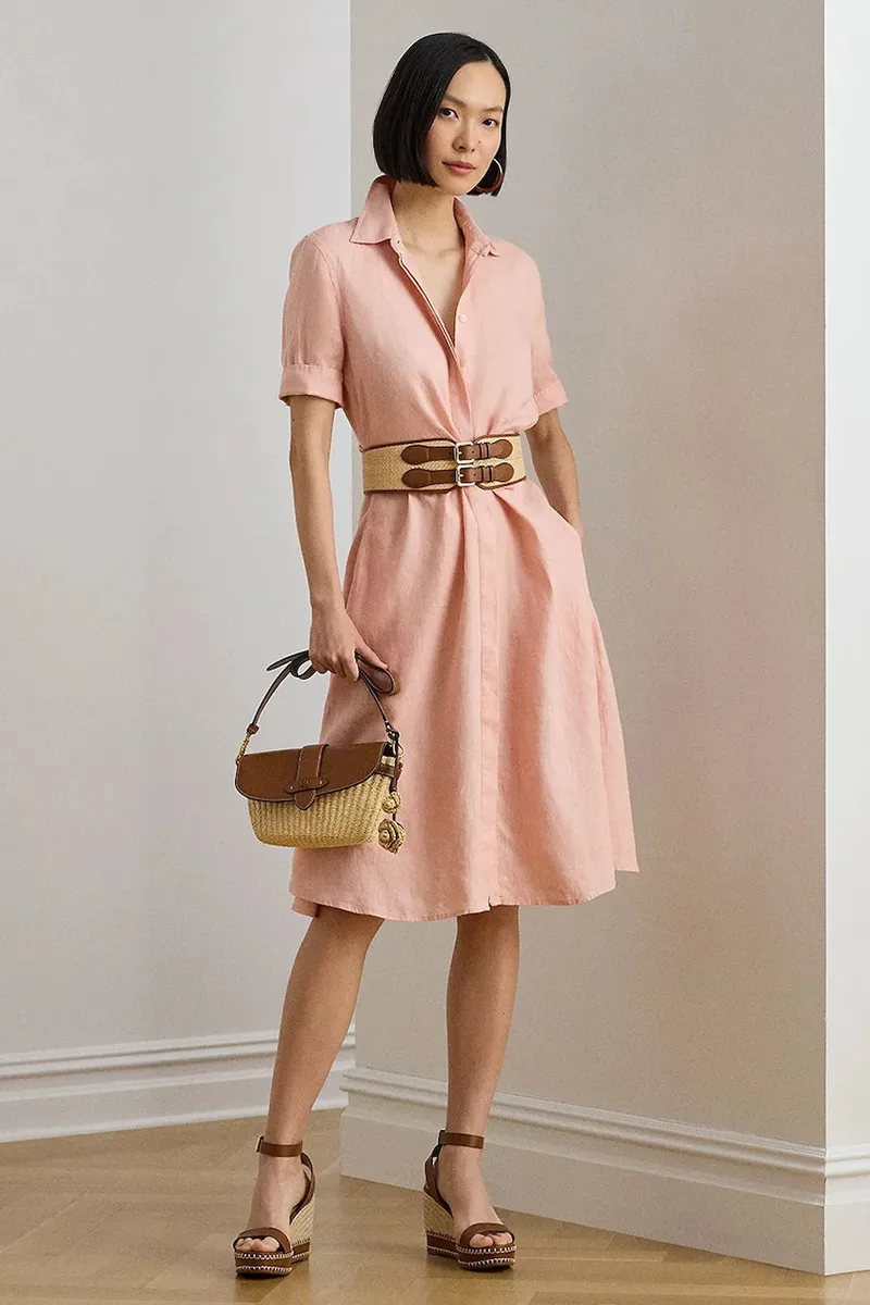 Lauren Ralph Lauren φόρεμα flared λινό