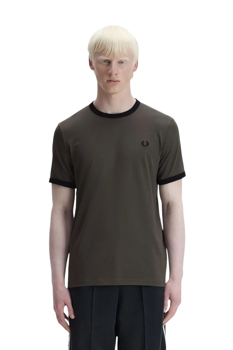 Fred Perry Ανδρική Μπλούζα Ringer T-Shirt M3519-U70 Χακί