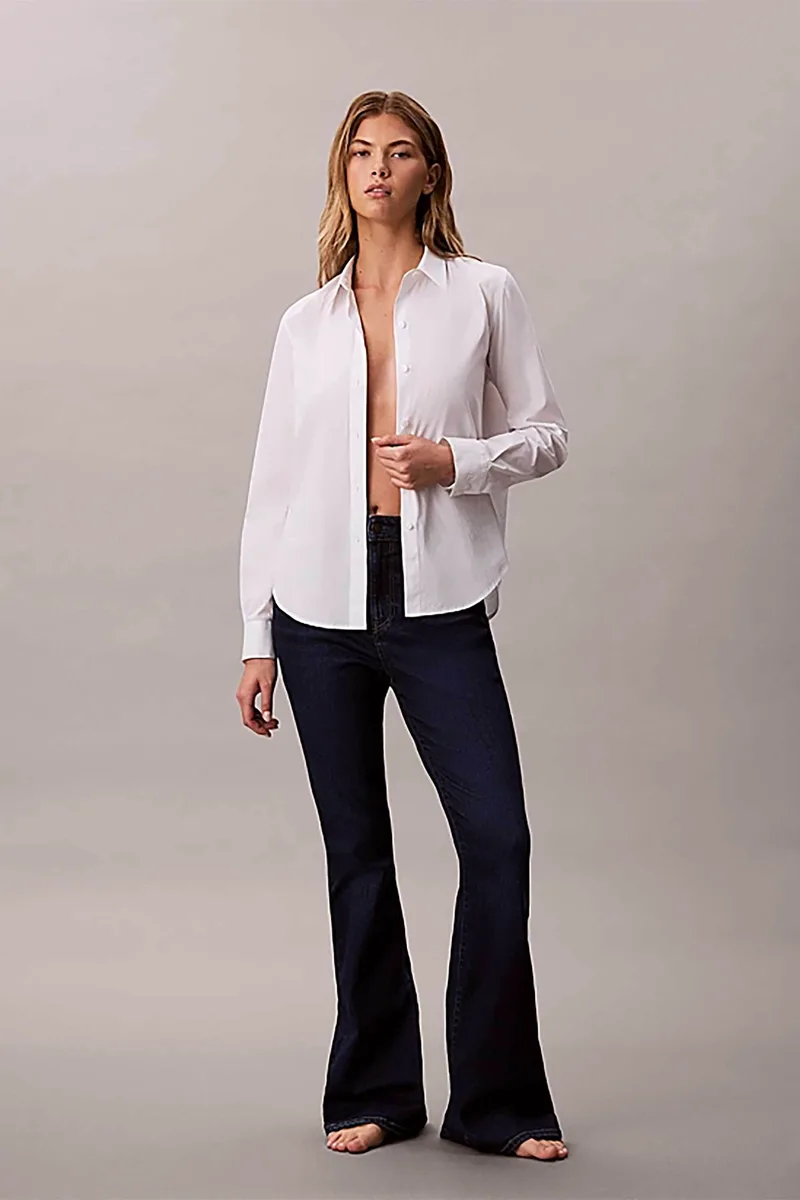 Calvin Klein Jeans γυναικείο ψηλόμεσο τζιν παντελόνι Flared Fit - LV047D755G Denim Blue Σκούρο