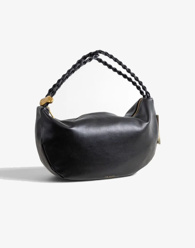 TED BAKER ISLO Leather Statement Hardware Large Hobo Ba 282313-BLACK Black