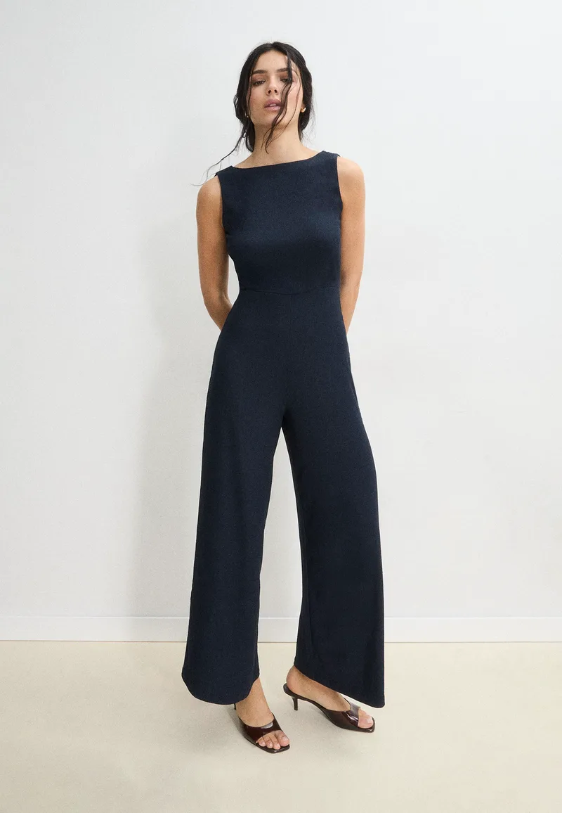 Stradivarius Ίσια Μακριά Ολόσωμη Φόρμα Χωρίς Μανίκια Navy Blue Xs