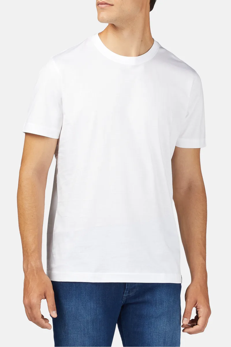 Boggi Milano ανδρικό T-shirt μονόχρωμο "Pima" - BO20C001103 Λευκό