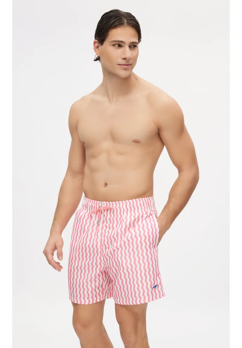 Ανδρικό Μαγιό Minerva Soft Ροζ Waves Εμπριμέ 96-37603-065-Ροζ