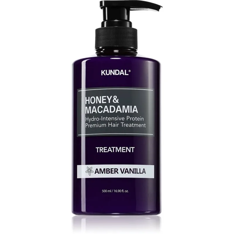 KUNDAL Honey & Macadamia Amber Vanilla εντατικά ενυδατική φροντίδα για κατεστραμμένα μαλλιά 500 ml
