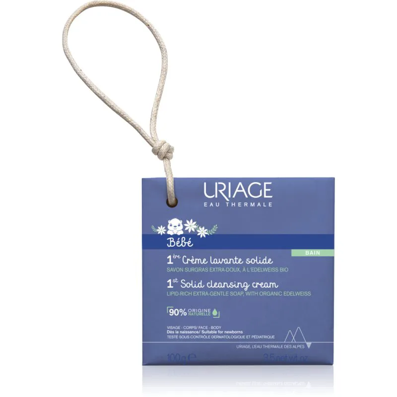 Uriage Bébé 1st Solid Cleansing Cream κρεμώδες σαπούνι για απαλό και λείο δέρμα για παιδιά από τη γέννηση 100 γρ