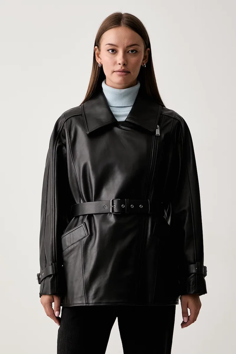 Trussardi μπουφάν γυναικείο δερμάτινο