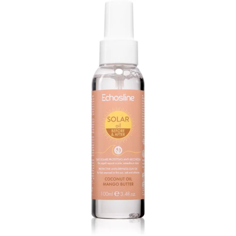 Echosline SOLAR Oil προστατευτικό λάδι μαλλιών κατά της ηλιακής ακτινοβολίας 100 ml