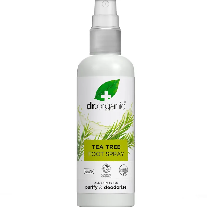 Dr Organic Tea Tree Foot Spray All Skin Types Purify & Deodorise Αποσμητικό Σπρέι Ποδιών Άμεσου Καθαρισμού & Ταχείας Απορρόφησης Εμπλουτισμένο με Βιολογικό Τεϊόδεντρο & Μέντα 100ml