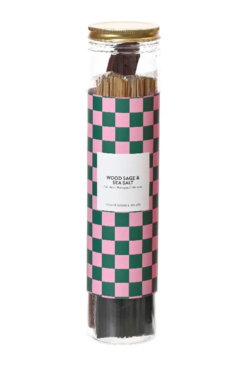 Incense Sticks Απο Bamboo Με Βαση Καυσης Και Αρωμα Wood Sage & Sea Salt 27.5x6.3x27.5cm Πράσινο Kaeming