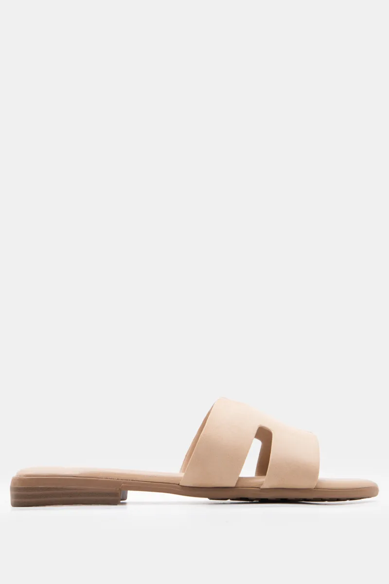 LUIGI DESIGN - Flat Σανδάλια με Ανοίγματα στο Πλάι - Μπεζ