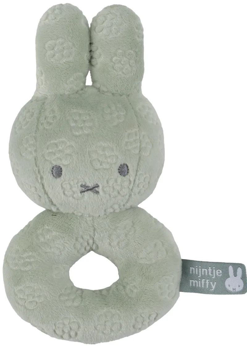 Κουδουνίστρα Από Βελουτέ Ύφασμα Πράσινο Miffy Flowers
