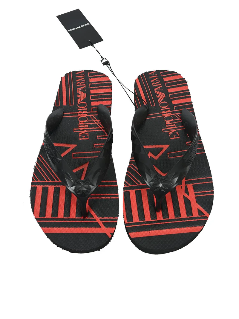 EMPORIO ARMANI ΠΑΠΟΥΤΣΙ FLIP-FLOP LOGO ΜΑΥΡΟ