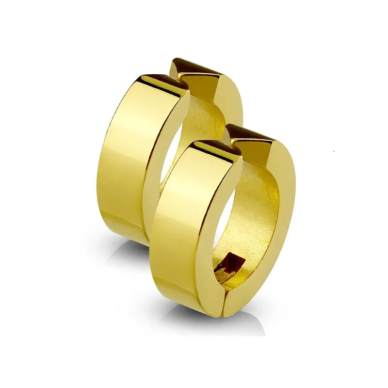 Jt Unisex ατσάλινα σκουλαρίκια κρίκοι με κλιπ / cuff Χρυσό