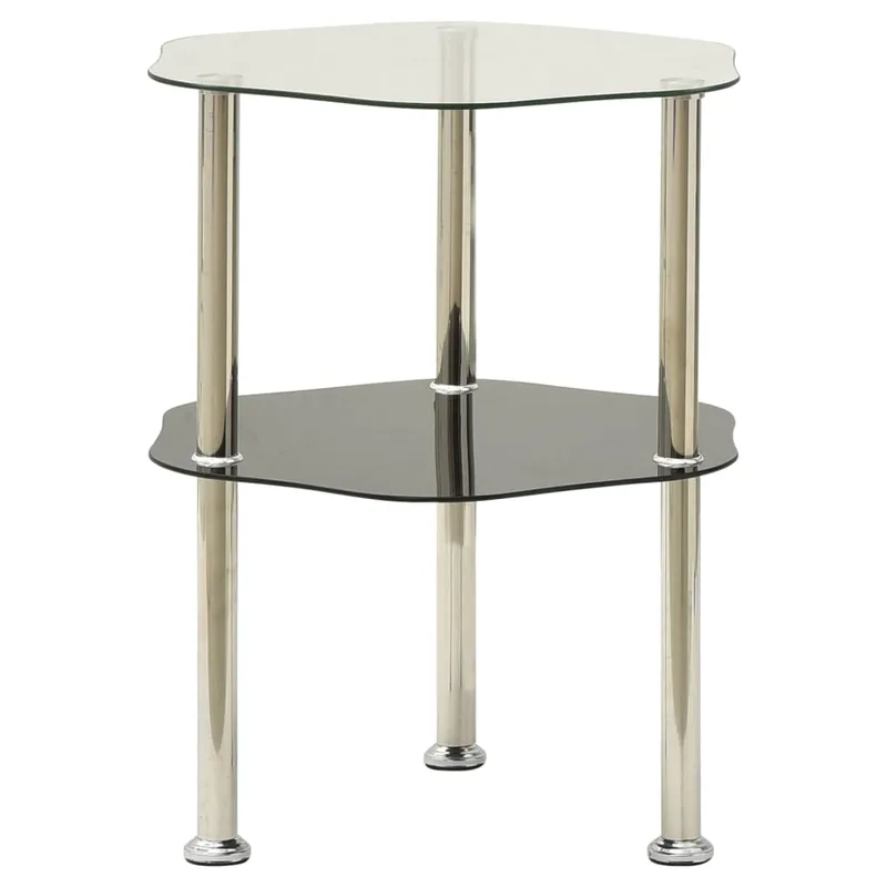 vidaXL 322786 Βοηθ. Τραπέζι 2 Επ. Διαφ. & Μαύρο 38x38x50 εκ Ψημ. Γυαλί