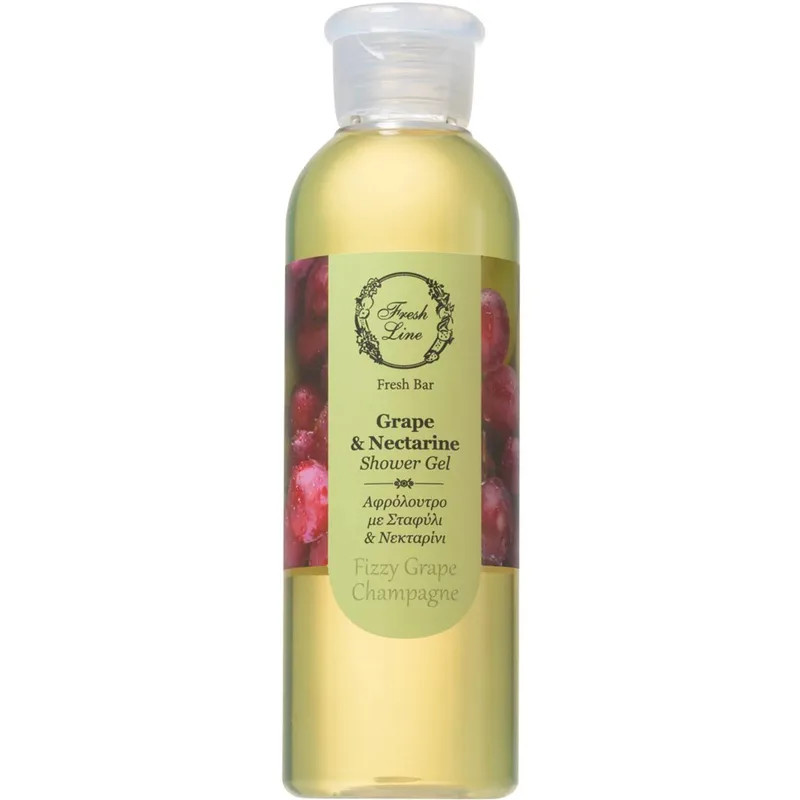 Fresh Line Fresh Bar Grape & Nectarine Shower Gel Fizzy Grape Champagne Δροσερό & Απολαυστικό Αφρόλουτρο Σώματος Φυσικής Σύνθεσης με Σταφύλι & Νεκταρίνι 200ml