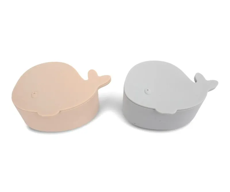 Filibabba Set of 2 Silicone Mini Snackboxes - Christian the Whale - Pearl Blue