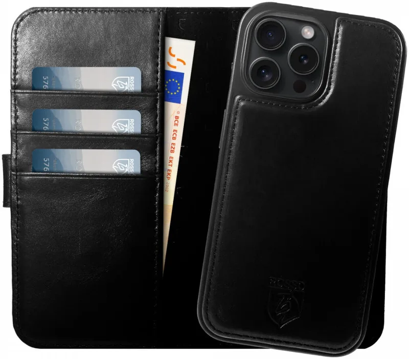 Θήκη Apple iPhone 16 Pro - Κόκκινο Elite Δερμάτινο Πορτοφόλι με MagSafe - Black (8719246454080)