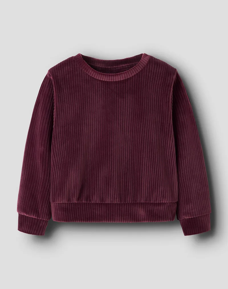 NAME IT NMFVELOA LS VELVET SHORT TOP 13235117-BURGUNDY Bordeux