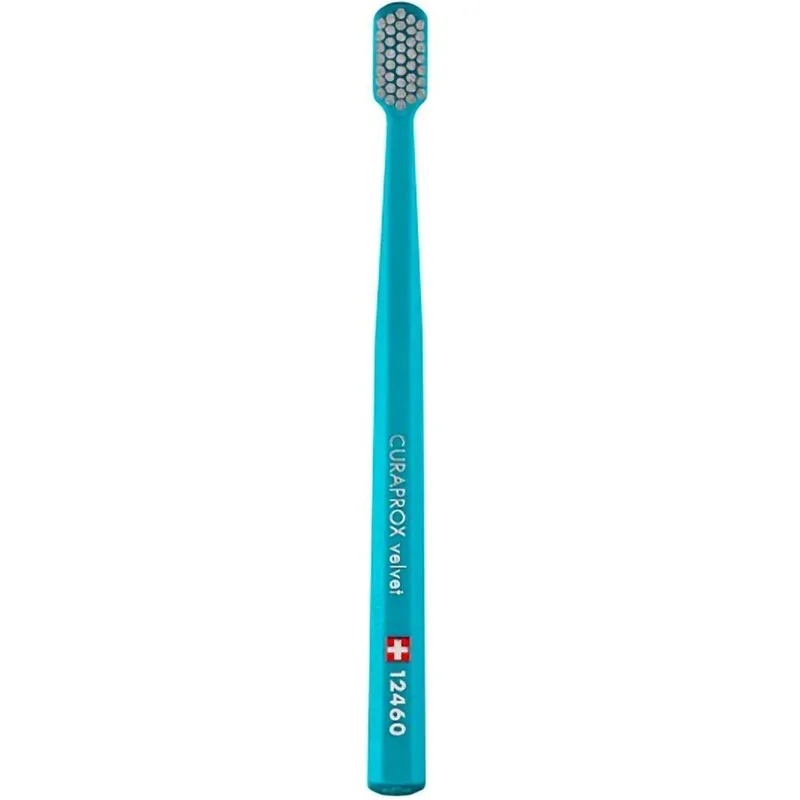 Curaprox CS 12460 Velvet Toothbrush Οδοντόβουρτσα με Εξαιρετικά Απαλές & Πυκνές Ίνες Curen για Πολύ Ευαίσθητα Δόντια 1 Τεμάχιο - Πετρόλ / Γκρι