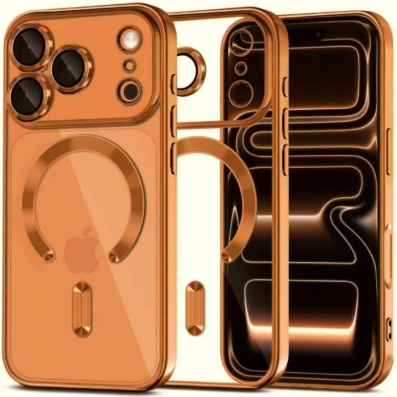 Θήκη iPhone 17 Pro Max Tech-Protect MagFlex Διάφανη Σιλικόνης με MagSafe - Shiny Cosmic Πορτοκαλί (5906302334629)