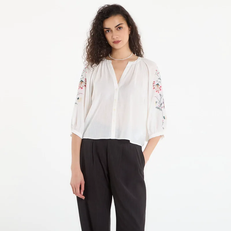 Πουκάμισο Desigual Blus Roman Blouse White XS