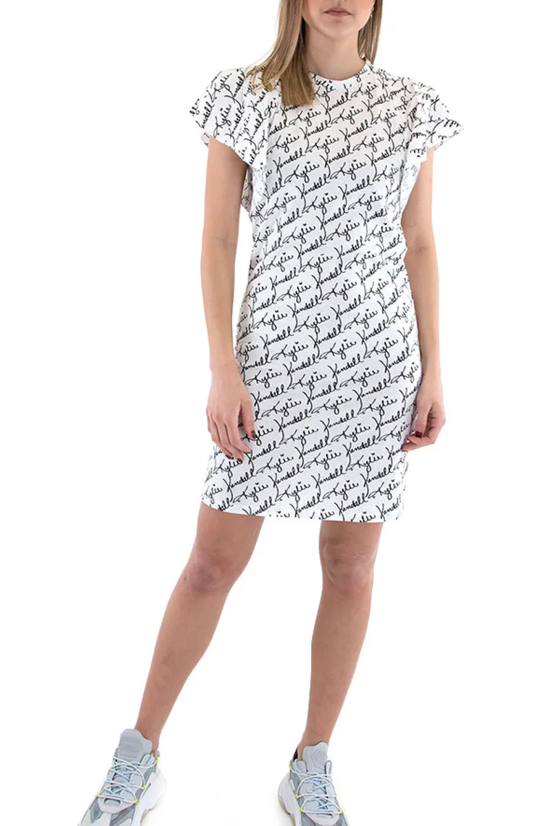 Φόρεμα Kendal + Kylie K&K W Logo Allover Cut Sleeve KKW3611630-WHITE BLACK Γυναικείο