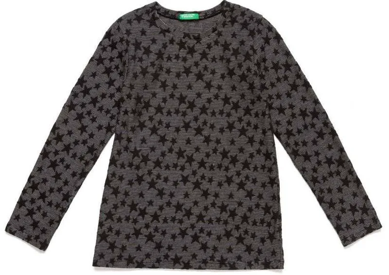 ΜΠΛΟΥΖΑ ΜΑΚΡΥΜΑΝΙΚΗ BENETTON 2 ROCK GIRL ΓΚΡΙ/ΜΑΥΡΟ (82 CM)-(1-2 ΕΤΩΝ)