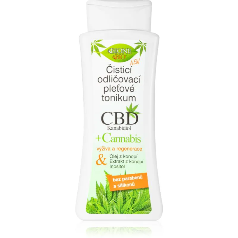 Bione Cosmetics Cannabis CBD καθαριστικό τονωτικό και ντεμακιγιάζ με CBD 255 μλ
