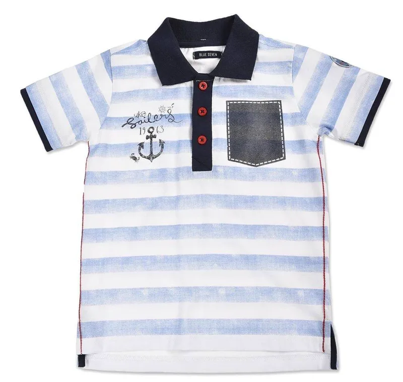 T-SHIRT POLO BLUE SEVEN SAILORS 816006 ΜΠΛΕ ΡΙΓΕ (92ΕΚ.)-(1-2 ΕΤΩΝ)