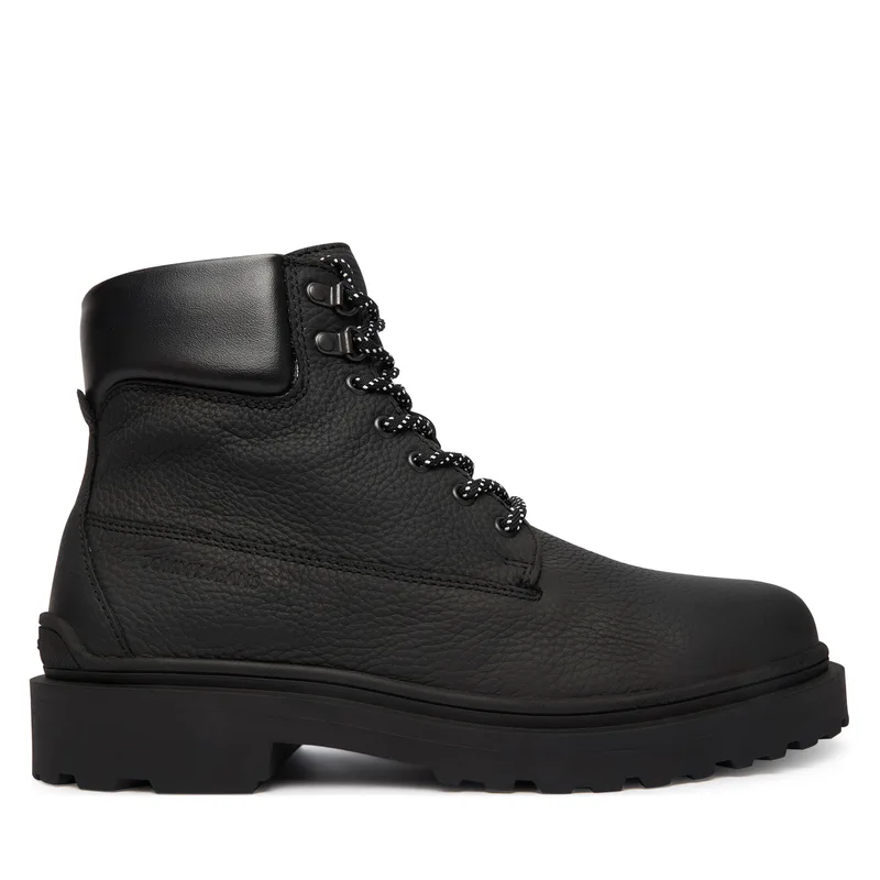 Μποτίνια Tommy Jeans Tjm Lace Up Boot Leather EM0EM01629 Μαύρο