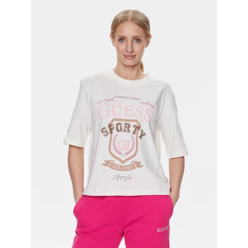 Guess T-Shirt V4RI07 K8FQ4 Λευκό Boxy Fit