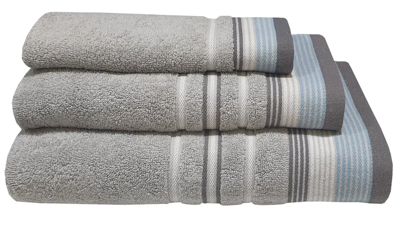 Πετσέτα Μπάνιου ΚΟΜΒΟΣ Satin Stripe 450 Grey 70x140
