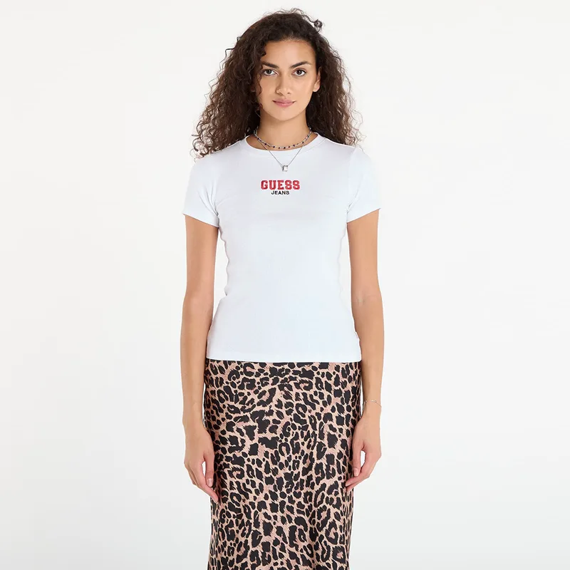 T-shirt Guess Jeans Ss Cn Slim Rib Em White L