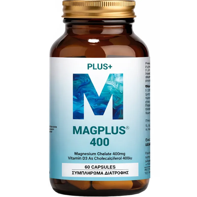 Health Plus Magplus 400 Συμπλήρωμα Διατροφής Μαγνησίου & Βιταμίνης D3 για την Καλή Λειτουργία του Μυοσκελετικού Συστήματος, Χαλάρωση & Ενεργοποίηση του Ανοσοποιητικού 60caps