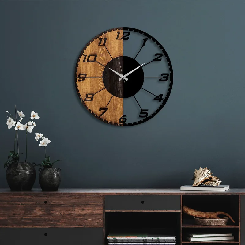 Ξύλινο Διακοσμητικό Ρολόι Τοίχου Linear 539Tnl1143 56x3x56 cm