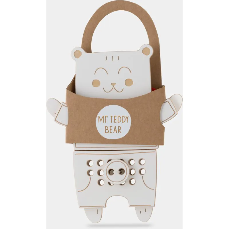 Milin Wooden Lacing Toy Mr. Teddy παιχνίδι δραστηριοτήτων 22 cm x 17 cm x 0,7 cm 1 τμχ
