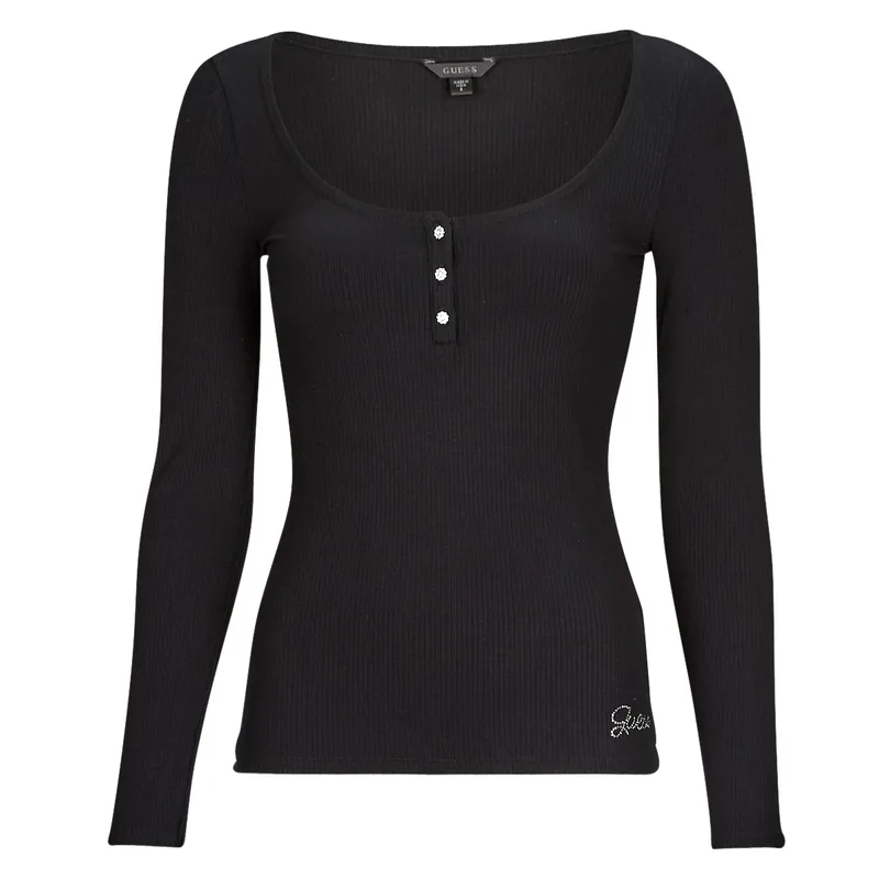 Μπλουζάκια με μακριά μανίκια Guess LS KARLEE JEWEL BTN HENLEY
