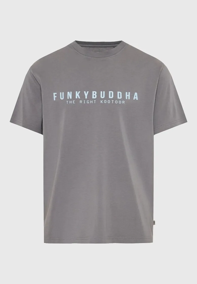 Funky Buddha Ανδρικό t-shirt με τύπωμα από βαμβάκι FBM013-011-04 Σκούρο Γκρί