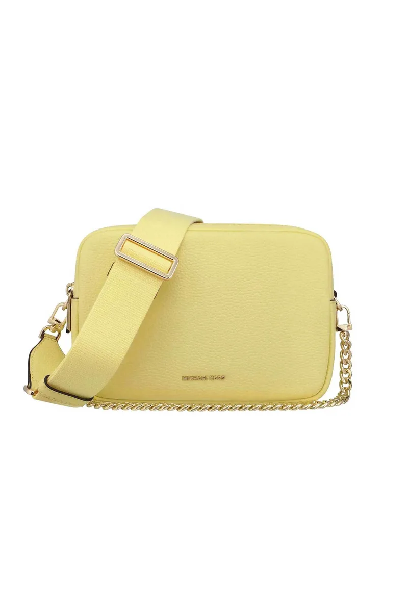 Michael Kors γυναικεία δερμάτινη τσάντα crossbody "Bryant Medium" - 32S5GYTC5L Κίτρινο Ανοιχτό