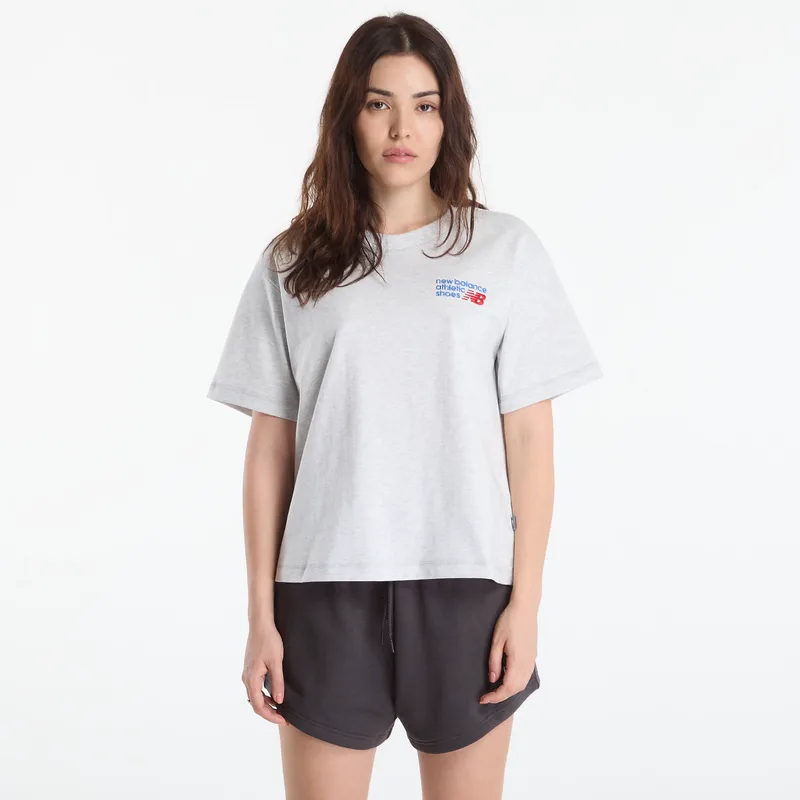 T-shirt New Balance Athletics Premium Logo Hip Length Relaxed T-Shirt Ash Heather Multi S