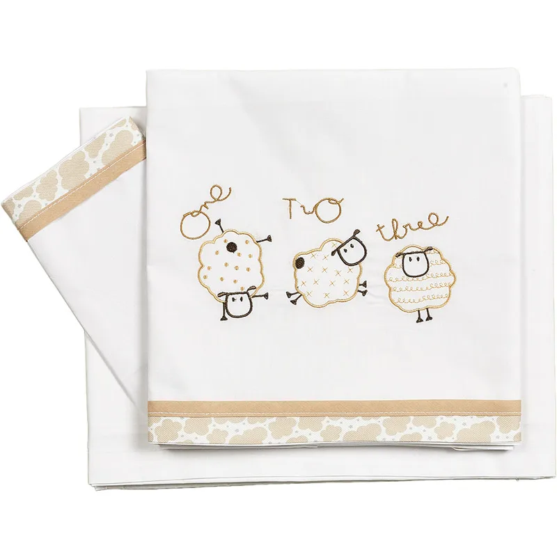 Σεντόνια Κούνιας Σετ Κόσμος Μωρού Sheep Ecru