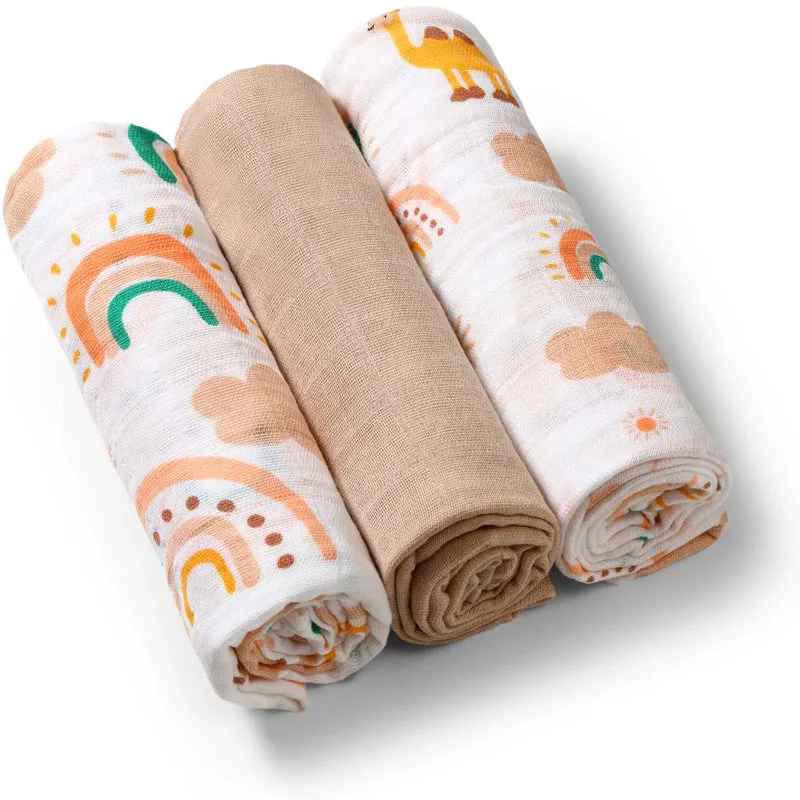 BabyOno Take Care Muslin Diapers υφασμάτινες πάνες Μπεζ 3 τμχ