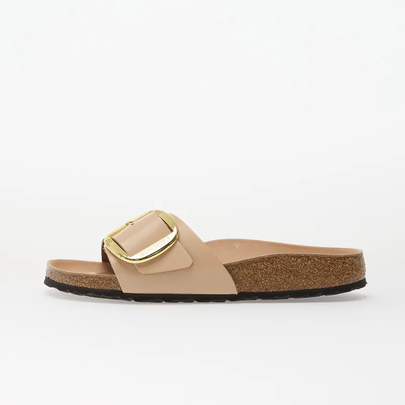 Sneakers Birkenstock Madrid Big Buckle Natural Leather Patent Women High-Shine New Μπεζ EUR 41