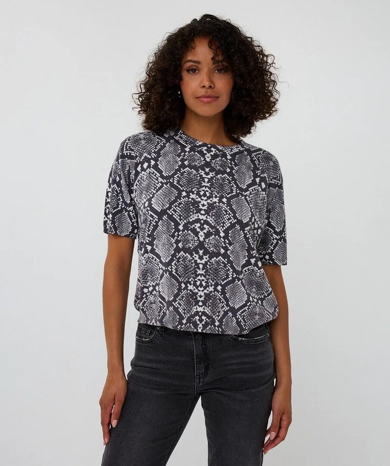 EsQualo Γυναικείο T-Shirt Με Snake Print Regular Fit